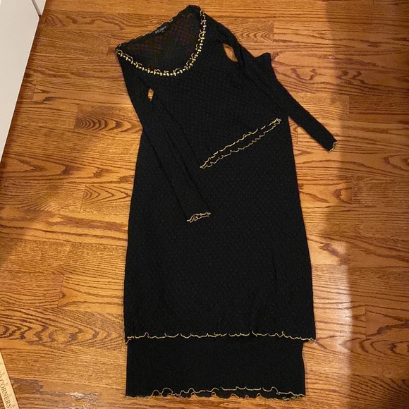 Betsey Johnson Other - Betsey Johnson - skirt & top SET. Black with metallic gold trim. Size P